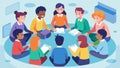 In a classroom setting students participate in a supportive circle discussing ways to promote unity and inclusivity