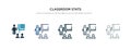 Classroom stats icon in different style vector illustration. two colored and black classroom stats vector icons designed in filled