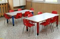 Classroom with table and small chairs in kindergarten Royalty Free Stock Photo