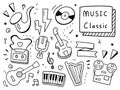 Classsic music doodle illustration. Doodle design concept Royalty Free Stock Photo