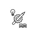 Classwork gear bulb pen icon. Element of school icon