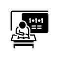 Black solid icon for Classwork, student and study