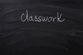 Classwork word on blackboard Royalty Free Stock Photo