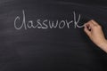Classwork word on blackboard Royalty Free Stock Photo