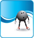 Classy blue bowling ball cartoon character Royalty Free Stock Photo