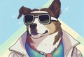 Classy Canine Chic, painted picture with paintsAI Generated