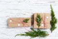 Classy Christmas gifts box presents on brown paper