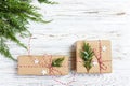 Classy Christmas gifts box presents on brown paper