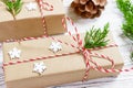 Classy Christmas gifts box presents on brown paper