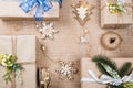 Classy Christmas gifts box presents in brown paper