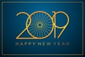 Classy design vector 2019 happy new year background with color gold