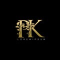 Classy Gold Leaf PK Letter Logo