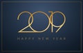 Classy 2019 Happy New Year background. Golden design for Christmas and New Year 2019 greeting cards vector Royalty Free Stock Photo