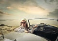 Classy woman driving a car Royalty Free Stock Photo