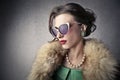 Classy woman wearing jewels and a fur coat Royalty Free Stock Photo