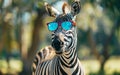 A classy zebra with vibrant eyeglasses Royalty Free Stock Photo