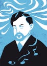 Claude Debussy portrait, vector illustration