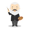 Claude Monet cartoon character. Vector Illustration. Kids History Collection Royalty Free Stock Photo