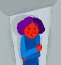 Claustrophobia fear of closed space and no escape vector illustration, girl is closed in small room space and scared in panic