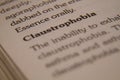 Claustrophobia written on a medical help book