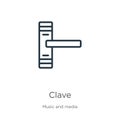 Clave icon. Thin linear clave outline icon isolated on white background from music collection. Line vector sign, symbol for web