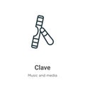 Clave outline vector icon. Thin line black clave icon, flat vector simple element illustration from editable music concept