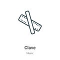 Clave outline vector icon. Thin line black clave icon, flat vector simple element illustration from editable music concept Royalty Free Stock Photo