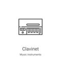 clavinet icon vector from music instruments collection. Thin line clavinet outline icon vector illustration. Linear symbol for use