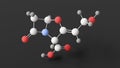 clavulanic acid molecule, molecular structure, beta-lactamase inhibitor, ball and stick 3d model, structural chemical formula with