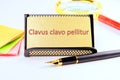 Clavus clavo pellitur. The ancient Greek expression translates as,