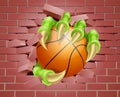 Claw with Basket Ball Breaking Through Brick Wall Royalty Free Stock Photo