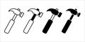 Claw Hammer Black Icon Bundle for Construction Repair and Carpentry Tools Royalty Free Stock Photo