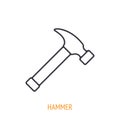 Claw hammer outline icon. Vector illustration. Hand work tools and instrument. Construction industry symbol. Royalty Free Stock Photo