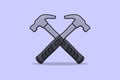 Claw Hammer tool vector illustration. Working tools equipment objects icon concept. Claw Hammer tool in cross sign vector design o