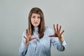 Claw hands, hand gesture and sign, scary desperate, showing claws, nails, silly Royalty Free Stock Photo