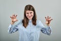 Claw hands, hand gesture and sign, scary desperate, showing claws, nails, silly Royalty Free Stock Photo