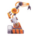 Claw robot arm technology industrial automatic machine movement modern futuristic yellow illustration