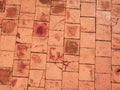 Clay ancient brick flooring tilles. Historical tilled pavement