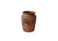 Clay artisanal rustic milk pot. Isolated on a white background. Royalty Free Stock Photo