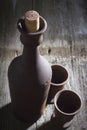 Clay bottle with wine Royalty Free Stock Photo