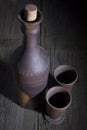 Clay bottle with wine Royalty Free Stock Photo