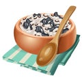 Clay bowl with white and black beans in it Royalty Free Stock Photo