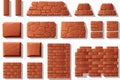 clay brick set vector flat minimalistic isolated illustration