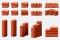 clay brick set vector flat minimalistic isolated illustration