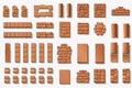 clay brick set vector flat minimalistic isolated illustration