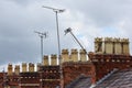 Clay chimney pots on rooftops Royalty Free Stock Photo