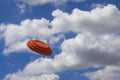 Clay disc target shooting flying on the blue sky , Clay pigeon targets game