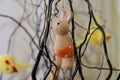 Clay Easter Bunny Hanging On Branches