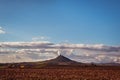 clay fields landscape mountains castle sky clouds view scenic nature Royalty Free Stock Photo