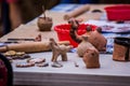 Clay figurines made in the image of animals Royalty Free Stock Photo